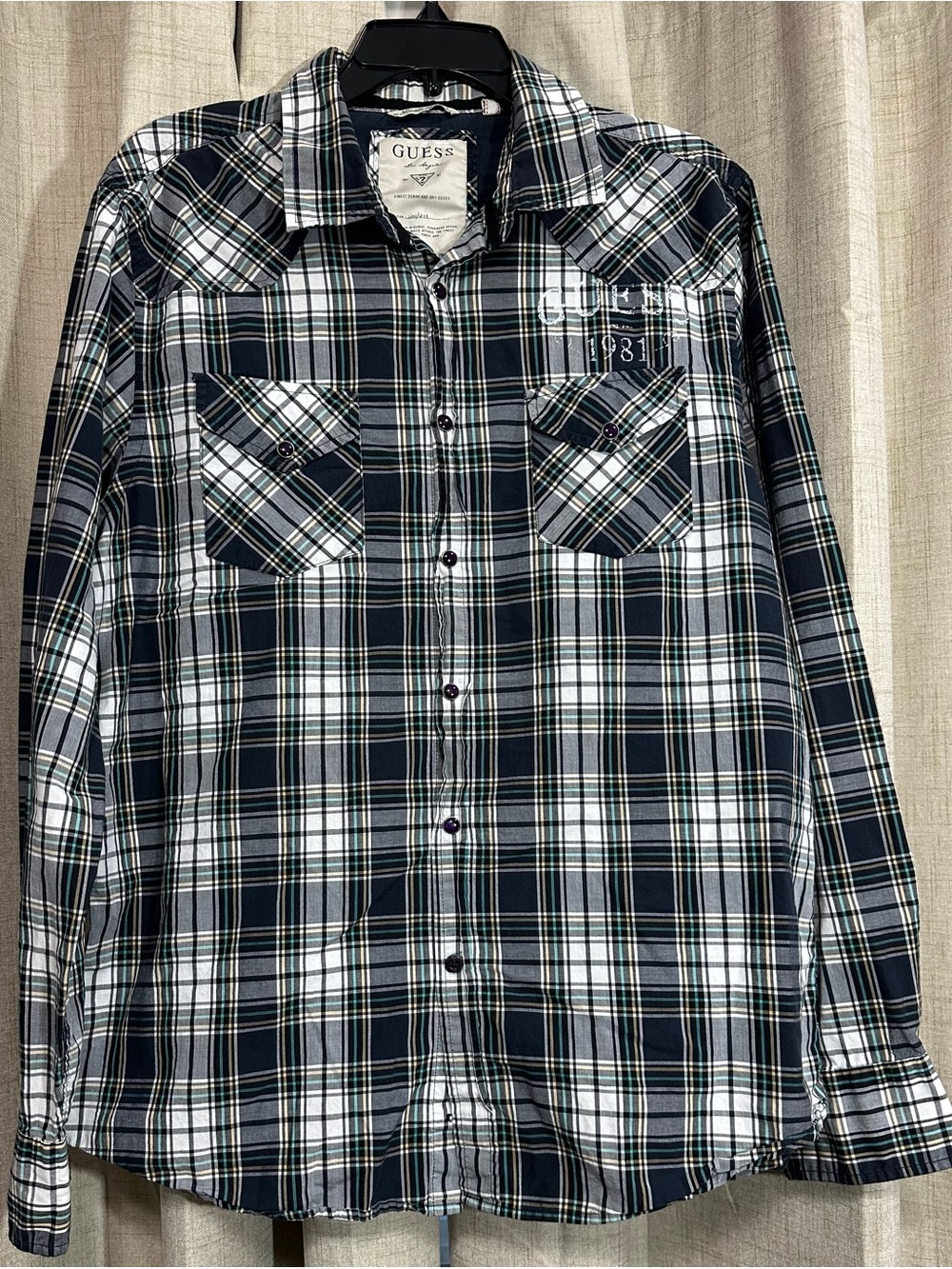GUESS Men’s Plaid Button-Up Shirt